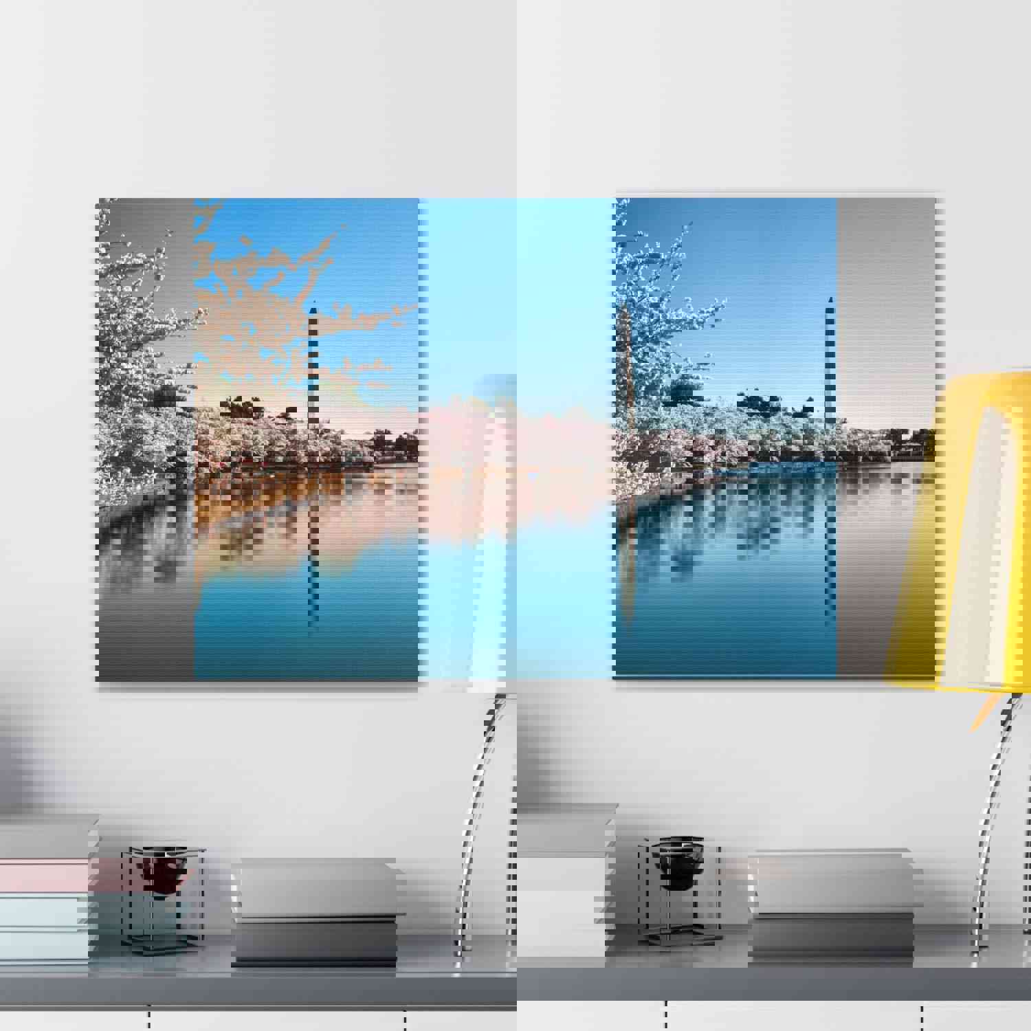 Cherry Blossom Festival at The National Mall Washington Modern Multicolor Scenic Nature Photography Canvas Home Office Decor Ready to Hang