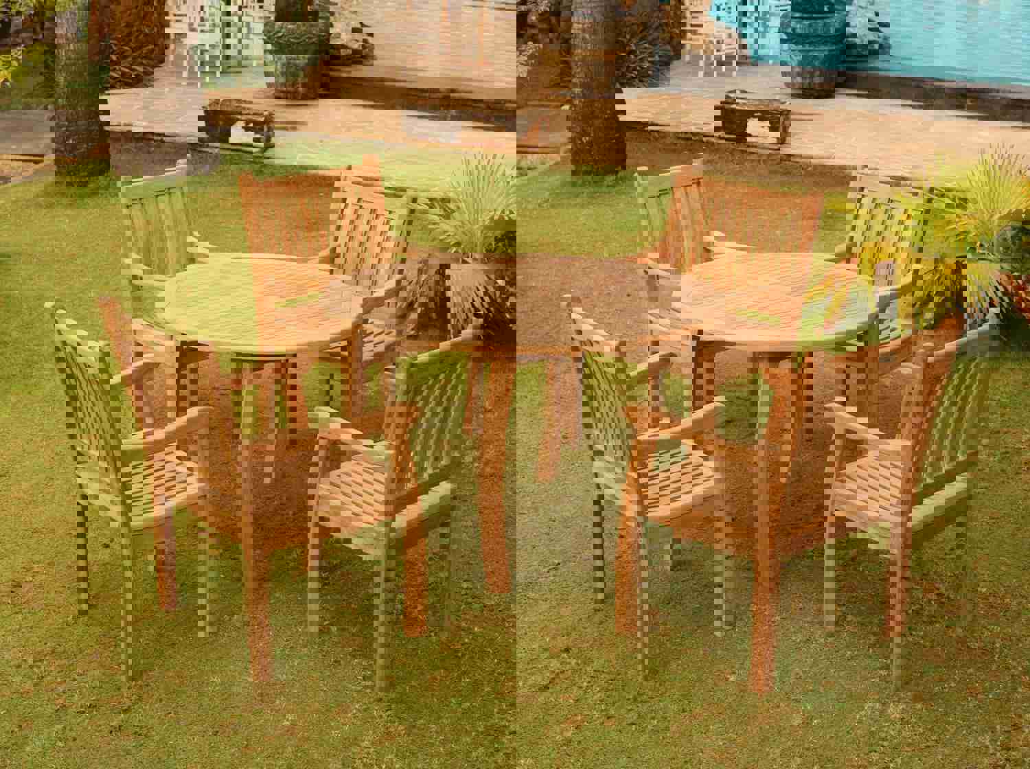 Tortuga Outdoor Jakarta Teak 5 Pc Dining Set (48 Dining Table & 4 Arm Chairs)