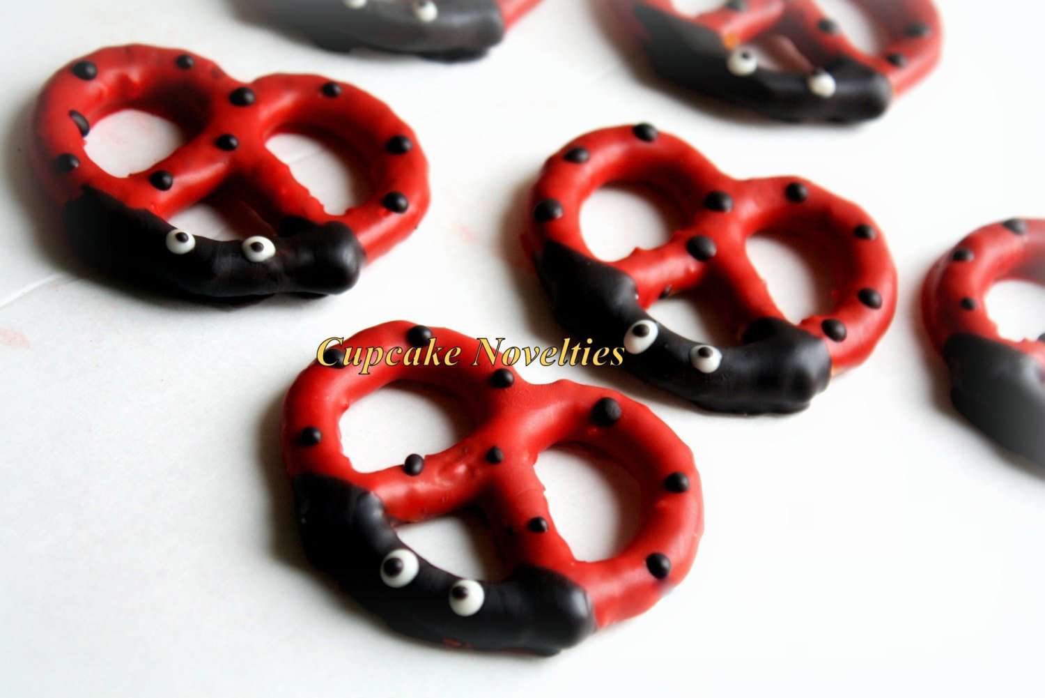 Ladybug Themed Chocolate Dipped Pretzels - Perfect for Parties & Gifts