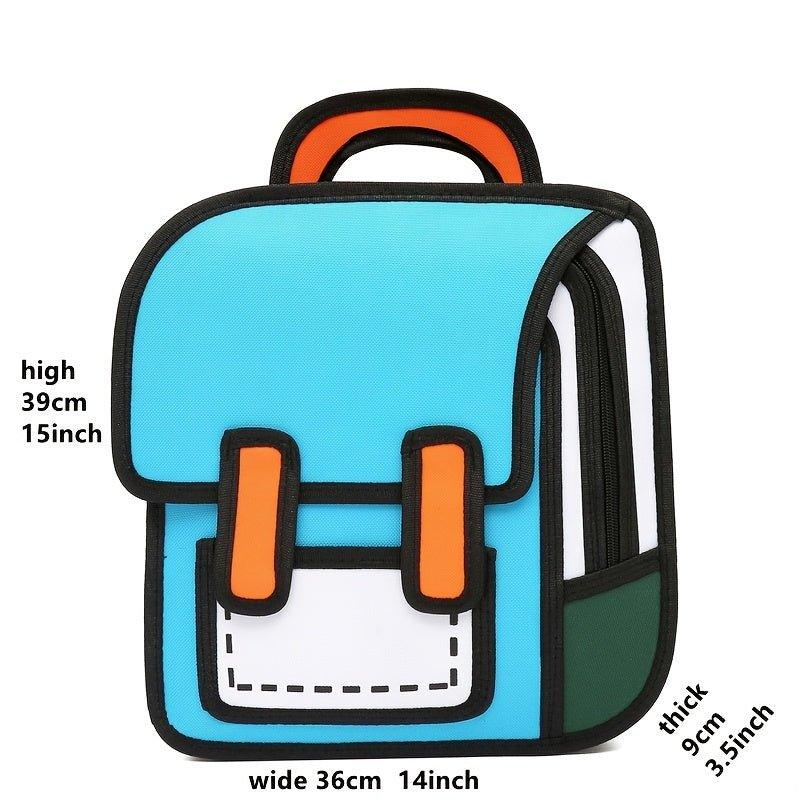 MezyTicky Student 3D Three-dimensional Backpack - Fashion Comic Book Bags for Teenagers