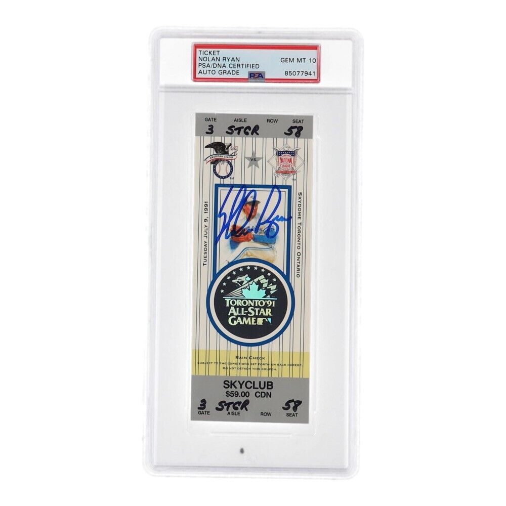 Nolan Ryan Autographed 1991 All-Star Game Ticket Stub (PSA 10) - Skydome, Toronto