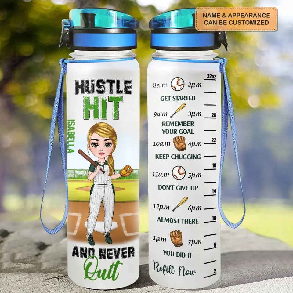Personalized Custom Water Tracker Bottle - Motivational Gift for Baseball and Softball Lovers