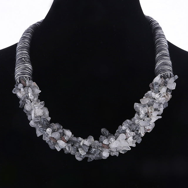 New Bohemia Statement Choker with 100% Natural Coral Stone for Women