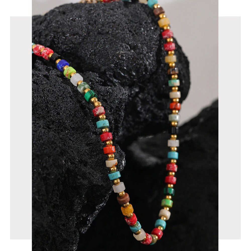 Valentina Natural Stone Necklace - Elegant Gemstone Jewelry with 18K Gold PVD