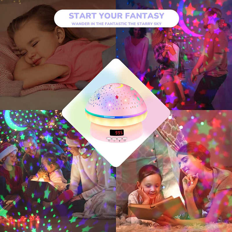 Timer Rotation Star Night Light Projector for Kids, 16 Colors, Auto Shut-off