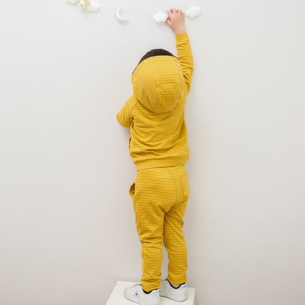 Mustard Bold Bengdi Hoodie & Pants Set for Kids