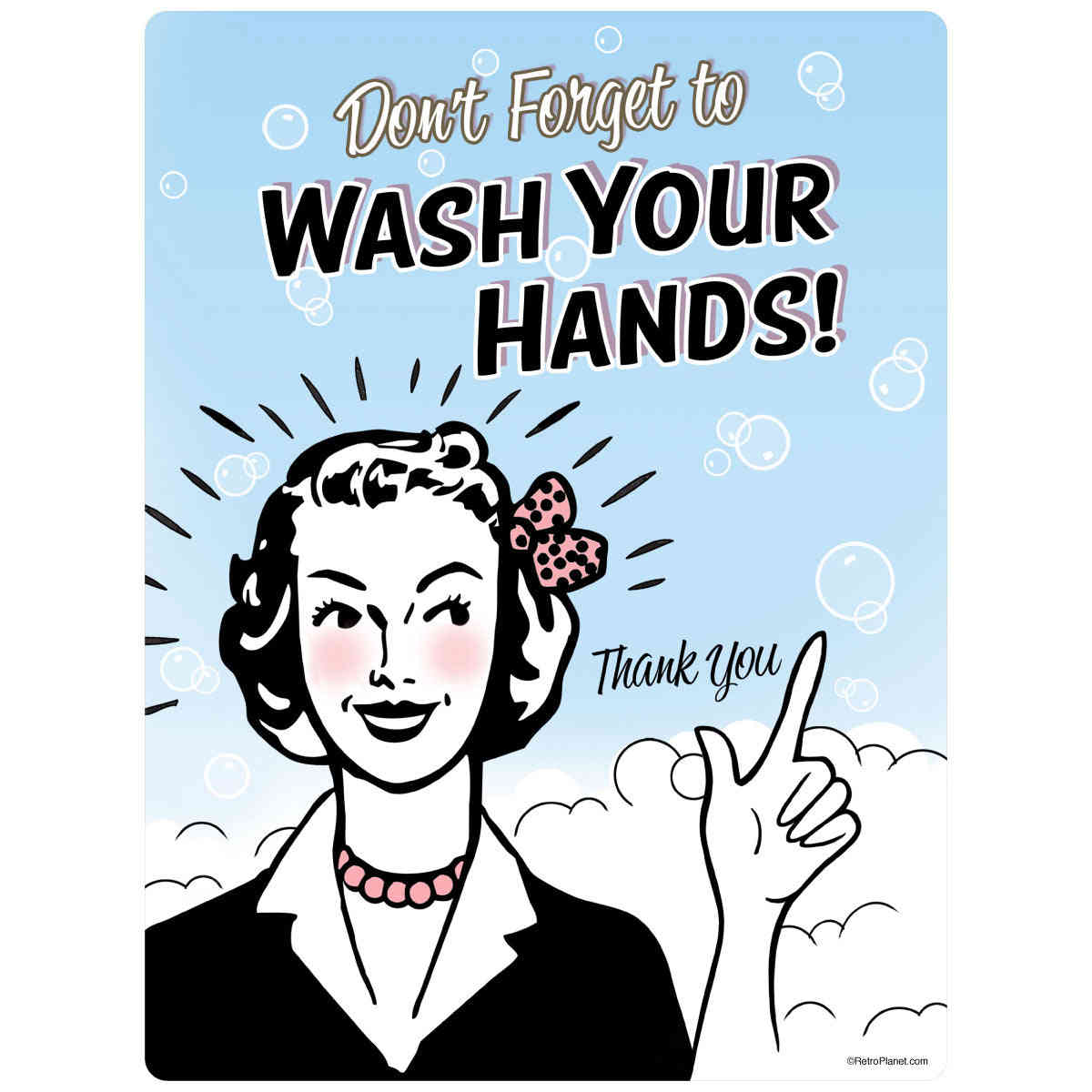 Dont Forget Wash Your Hands Wall Decal - Vintage Style Removable Sticker
