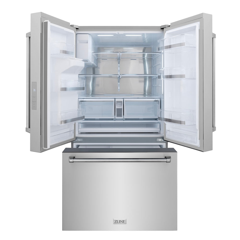 ZLINE 36 in. French Door Refrigerator with Dual Ice Maker and External Water Dispenser