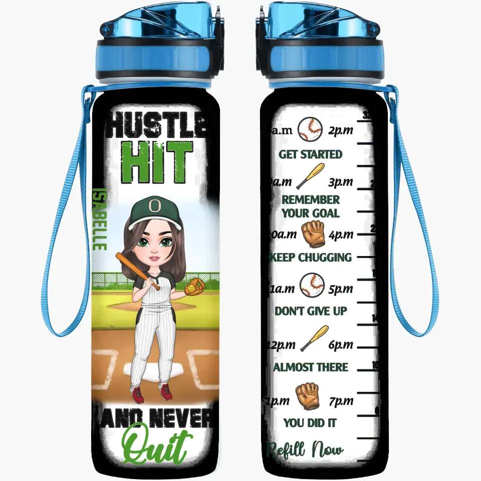 Personalized Custom Water Tracker Bottle - Motivational Gift for Baseball and Softball Lovers