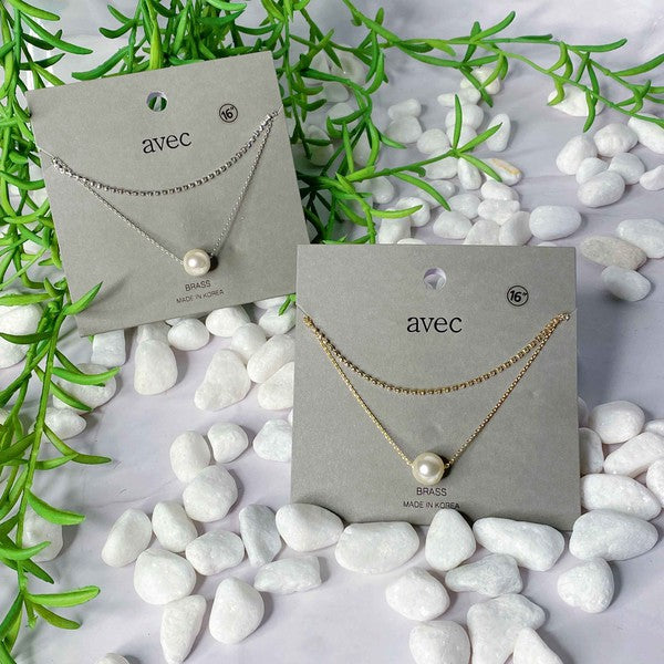 Layered Pearl And Shine Necklace - Elegant & Glamorous Jewelry