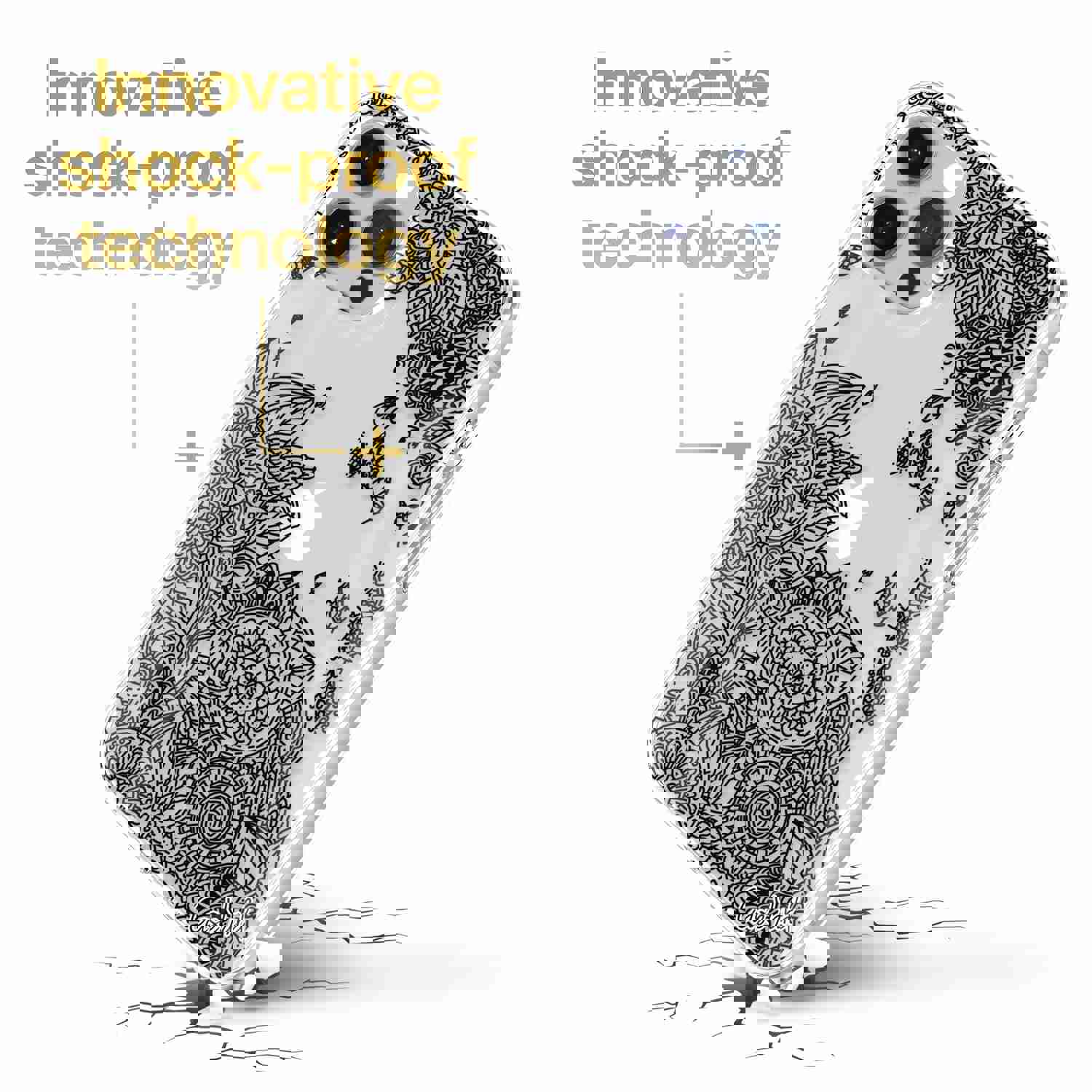 High-Quality TPU Clear Case with Wind Flower Design for iPhone & Samsung Phones