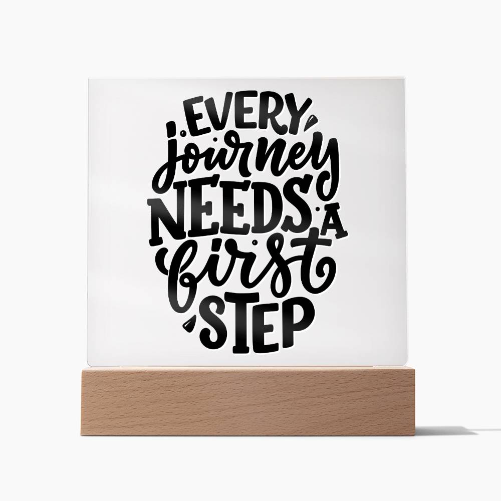 First Steps - Motivational Acrylic with LED Night Light - Inspirational Home Decor - Perfect Gift for Any Occasion