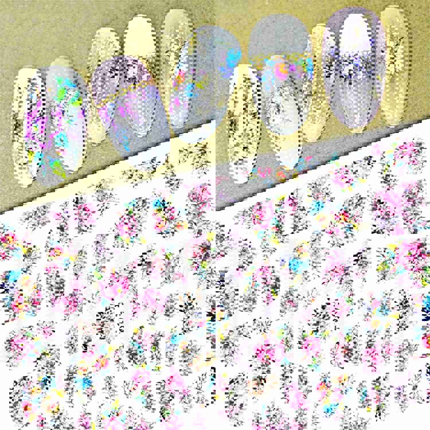 Dornail 8 Sheets Butterfly Floral Nail Stickers - Self-Adhesive Summer Nail Art Decals