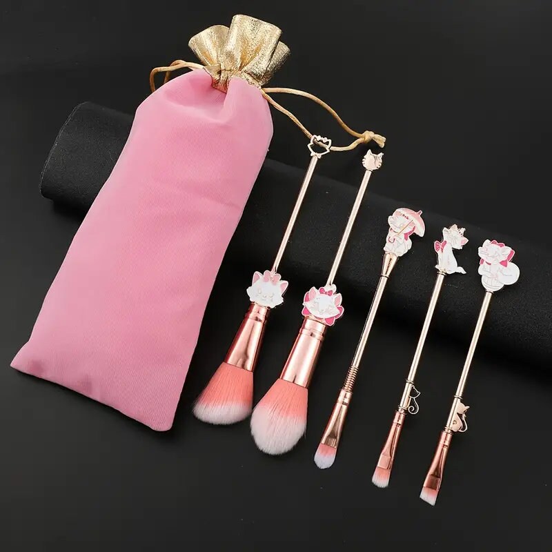 5pcs/set Cute Cat Makeup Brush Set for Eyeshadow and Loose Powder