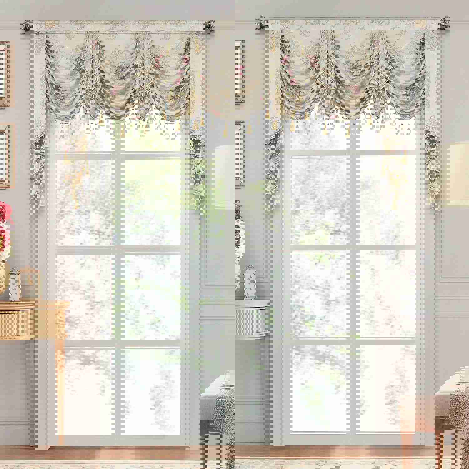 Carmel Swag Valance with Exquisite Floral Patterns
