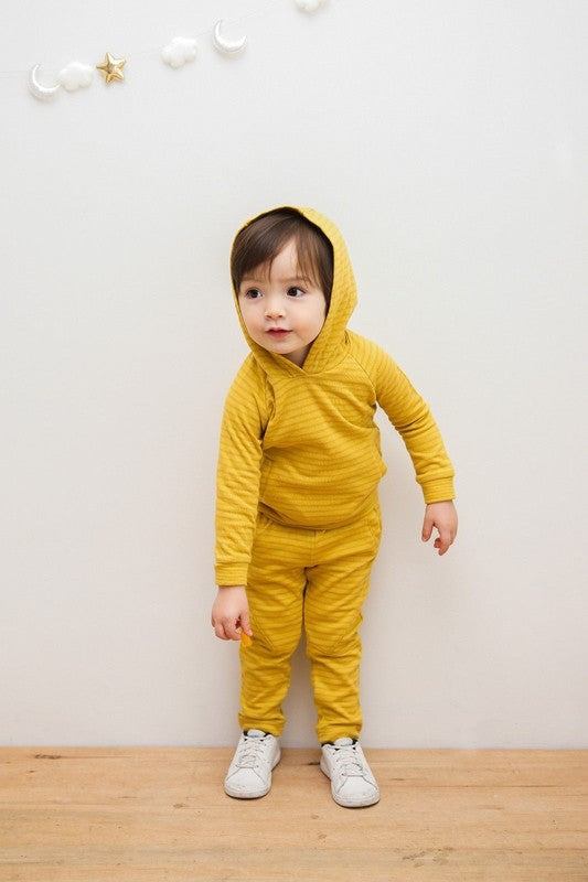 Mustard Bold Bengdi Hoodie & Pants Set for Kids