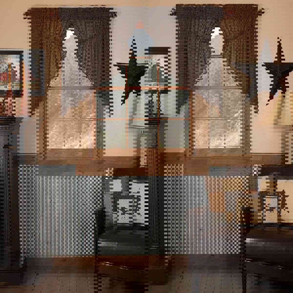 Kettle Grove Scalloped Lined Prairie Swag Curtains