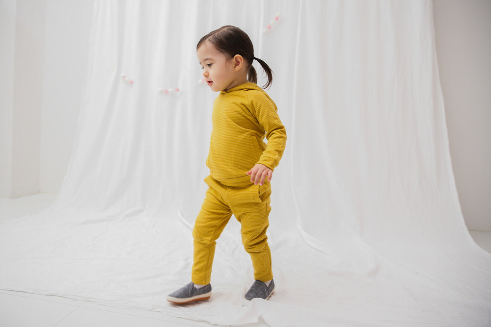 Mustard Bold Bengdi Hoodie & Pants Set for Kids