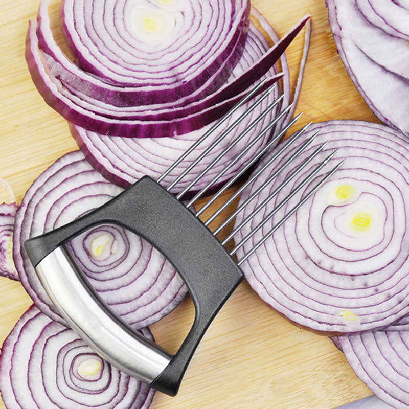 Stainless Steel Onion Holder & Slicer - Multi-Purpose Food Cutting Assistant