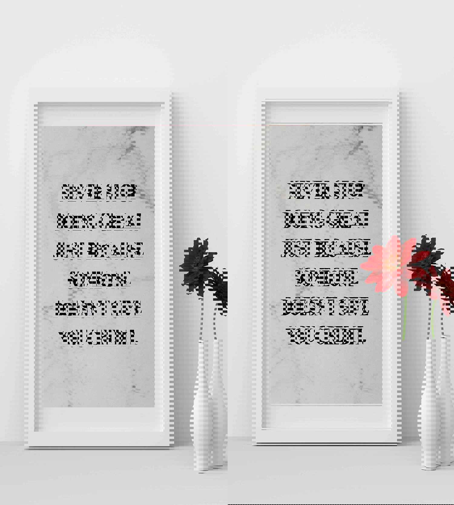 Never Stop Doing Great Motivational Wall Art Sign - 8 x 10 Modern Typographic Poster Print