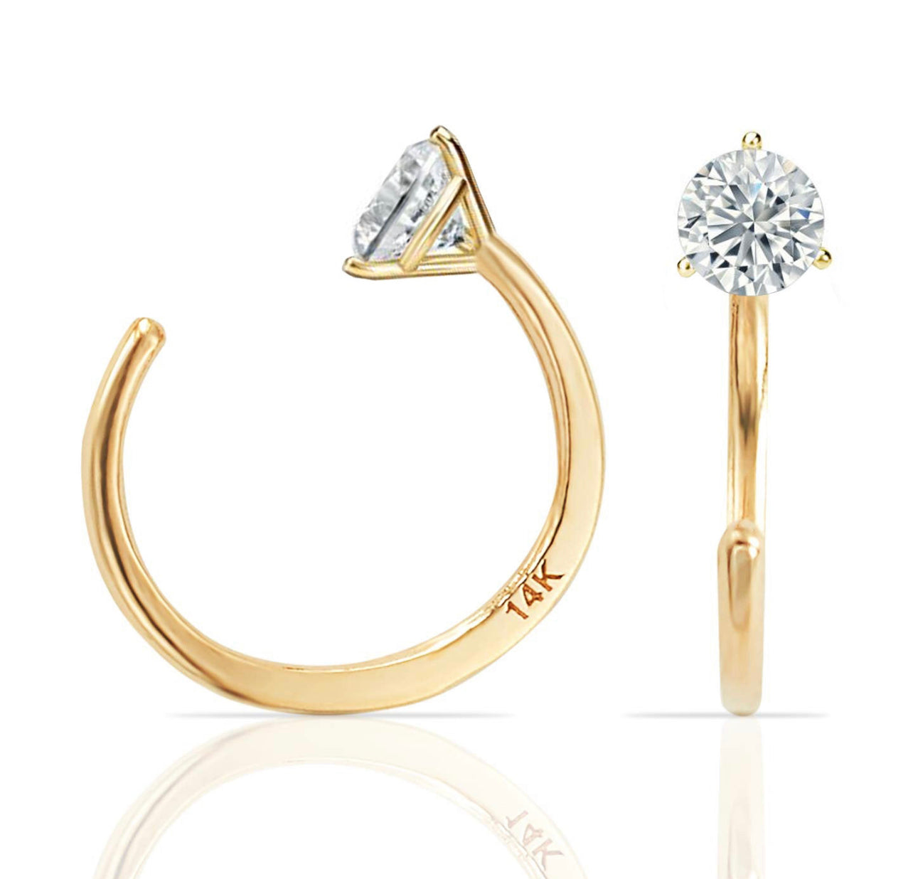 Simple Mini Slip On Huggie Cuff Earrings - Solid 14K Yellow Gold with Pearl - Buy 3 Get 1 Free