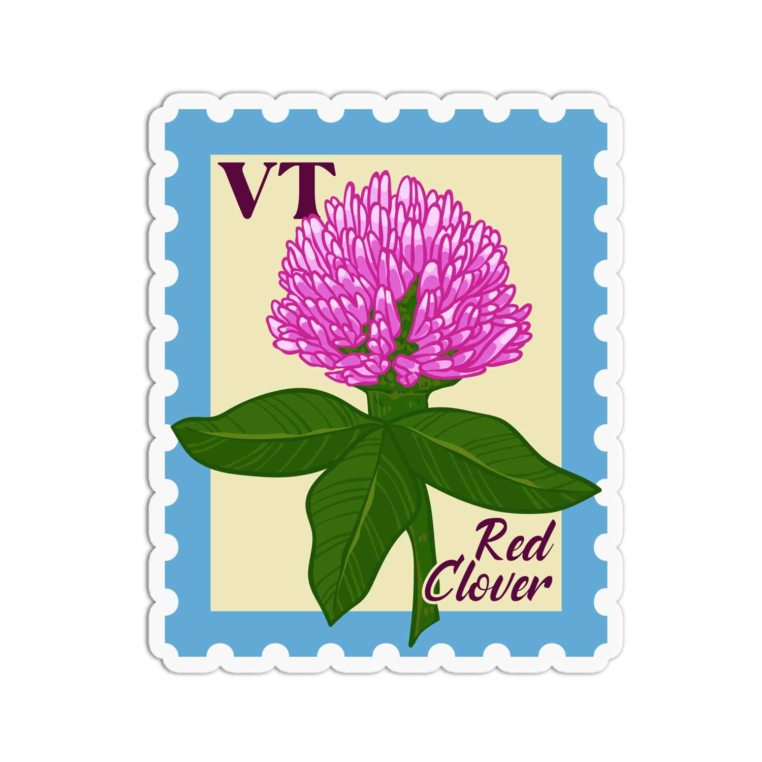 Vermont Red Clover State Flower Stickers
