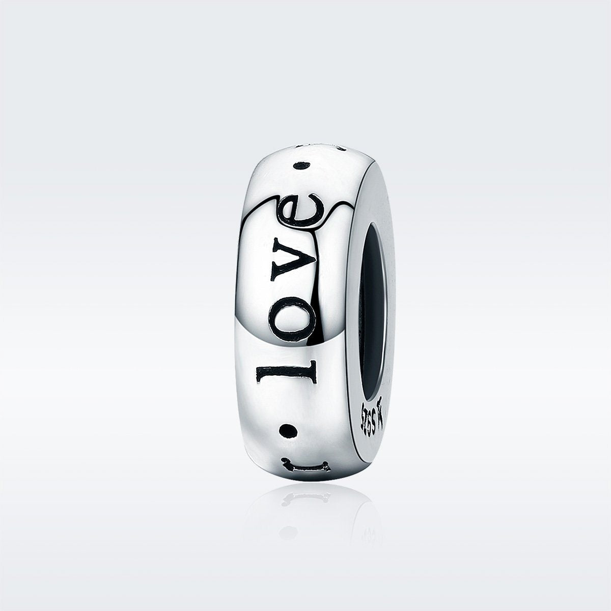 Sterling 925 Silver 'Forever I Love' Circle Bead Pendant for Pandora & European Charm Bracelets