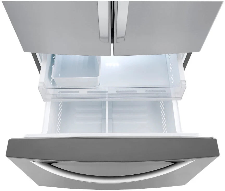 LG - 33 in. W 25 cu. ft. French Door Refrigerator with Ice Maker in PrintProof Stainless Steel