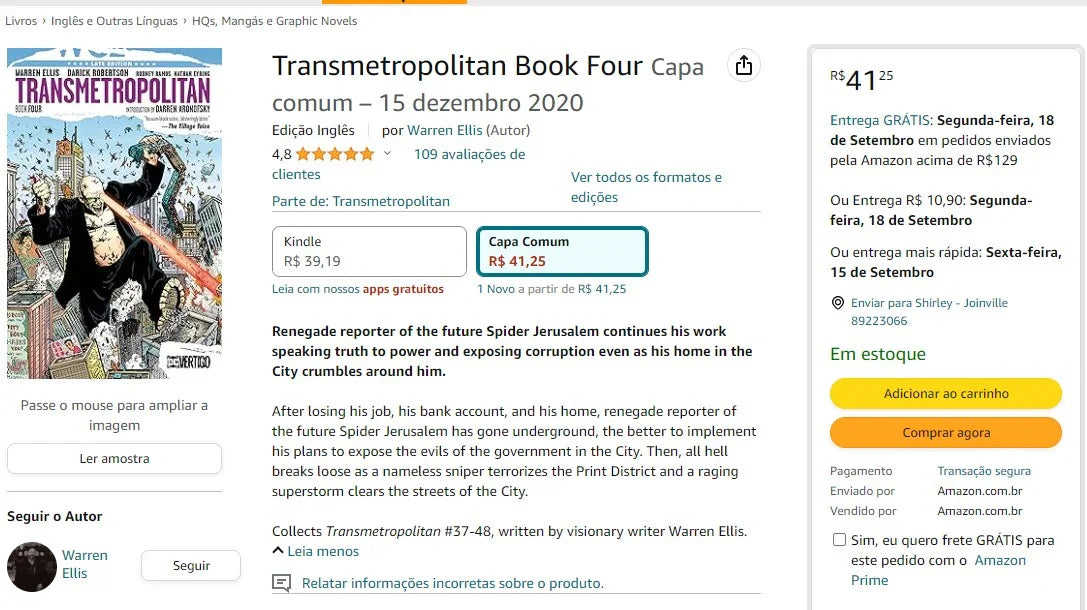 Transmetropolitan Book Four by Warren Ellis - Personal Shopper Service from Brazil