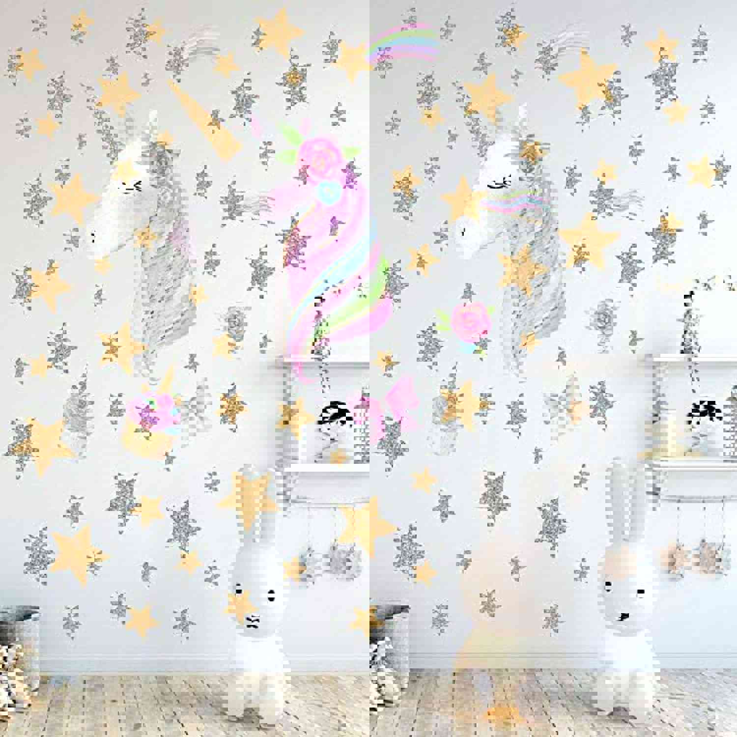 Leint Unicorn Wall Decal 2 Packs - Removable Vinyl Stickers for Kids Room Decor