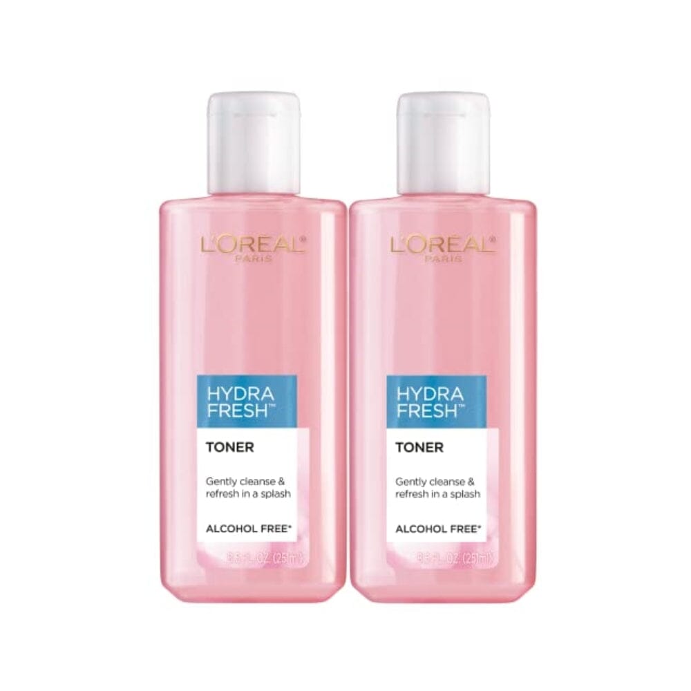 L'Oreal Paris HydraFresh Alcohol-Free Toner with Pro-Vitamin B5 for Smoother, Brighter Skin, 2 Count