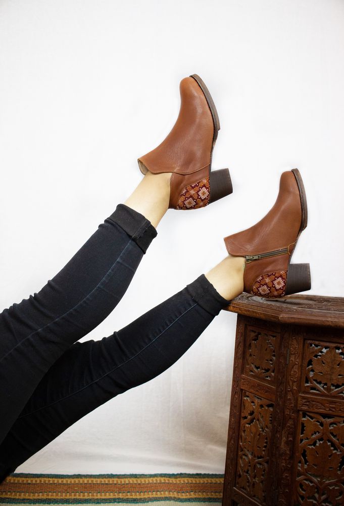 Flowers Ankle Boot - Brown