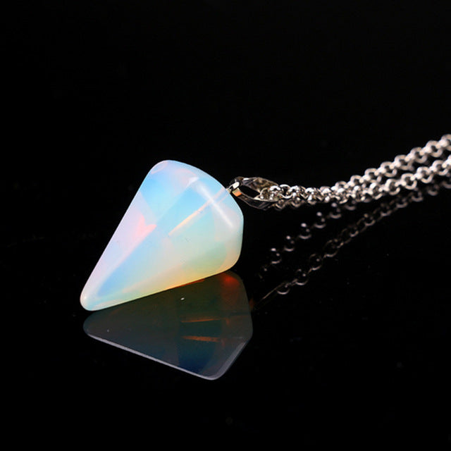 New Natural Stone Quartz Pendant Chain Necklace for Women - Vintage Fashion Jewelry
