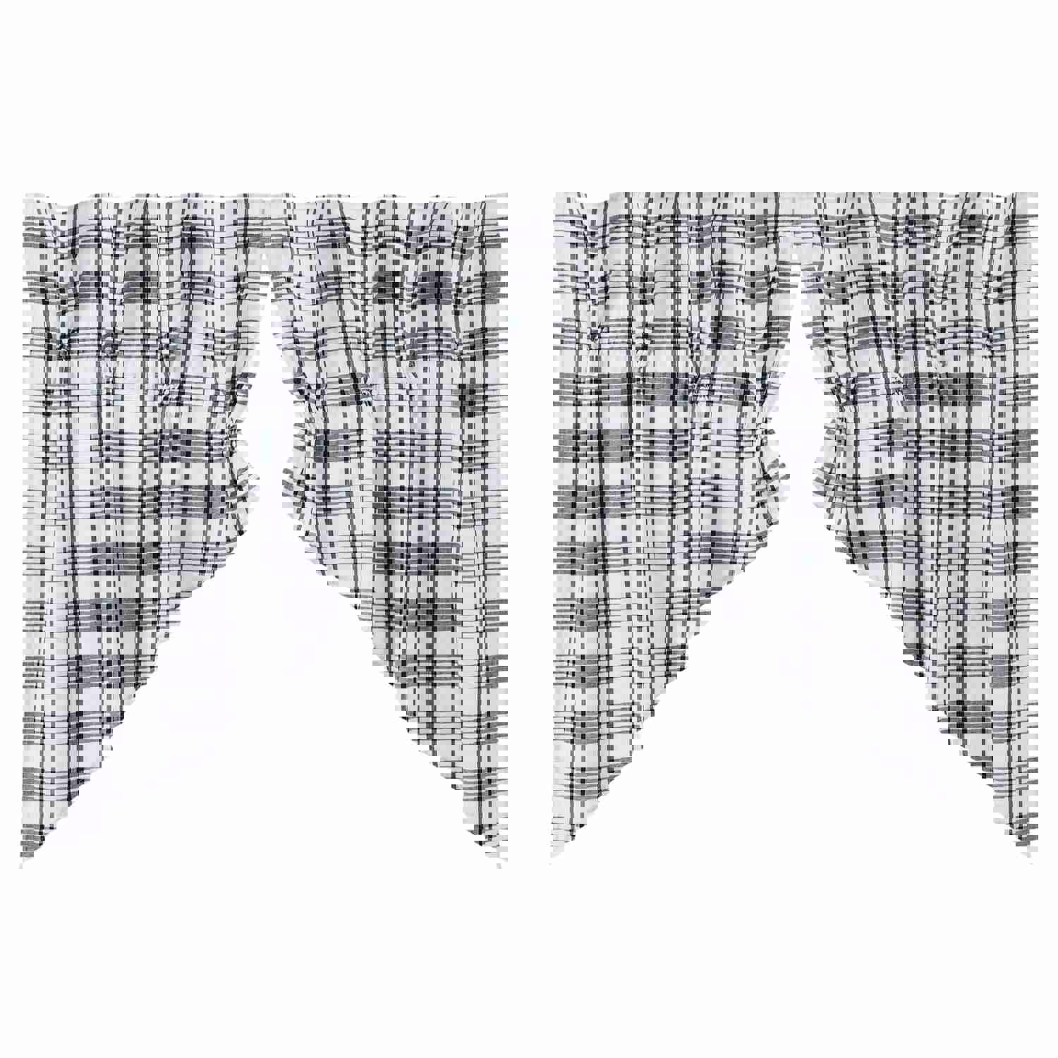Sawyer Mill Black Plaid Prairie Swag Set of 2 - Farmhouse Decor