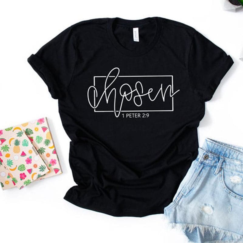CHOSEN 1 Peter 2:9 Women's Fashion Premium Quality Christian Faith Based Burgundy Red T-Shirt