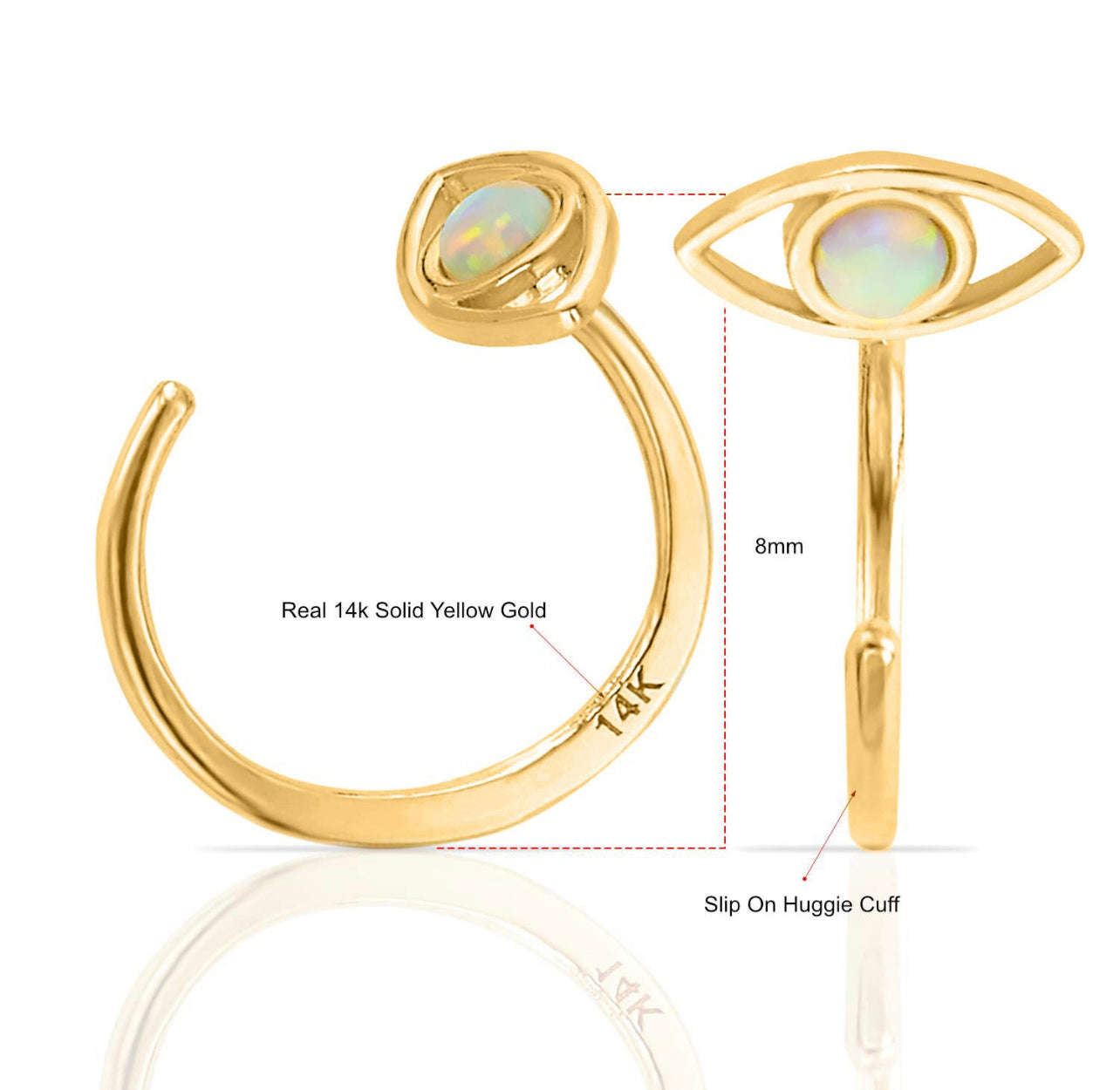 Simple Mini Slip On Huggie Cuff Earrings - Solid 14K Yellow Gold with Pearl - Buy 3 Get 1 Free