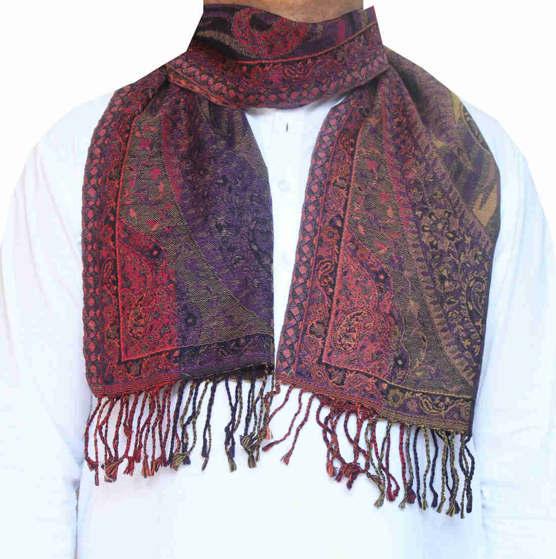 Jamawar Wool Mens Muffler - Indian Traditional Scarf