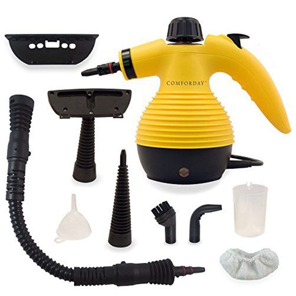 Comforday Multi-Purpose Steam Cleaner with 9-Piece Accessories (Yellow)