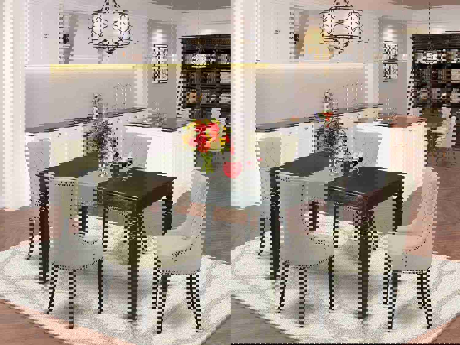 East West Furniture 5-Piece Kitchen Table Set with Extendable Leaf and 4 Parson Chairs