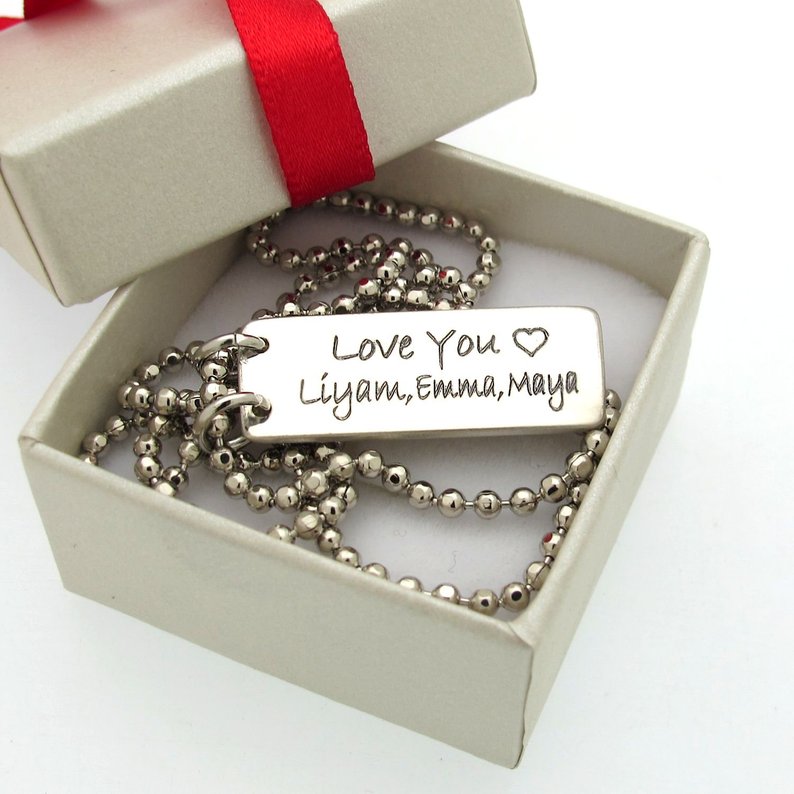 Personalized Sterling Silver Name Necklace for Men - Custom Engraved Gift