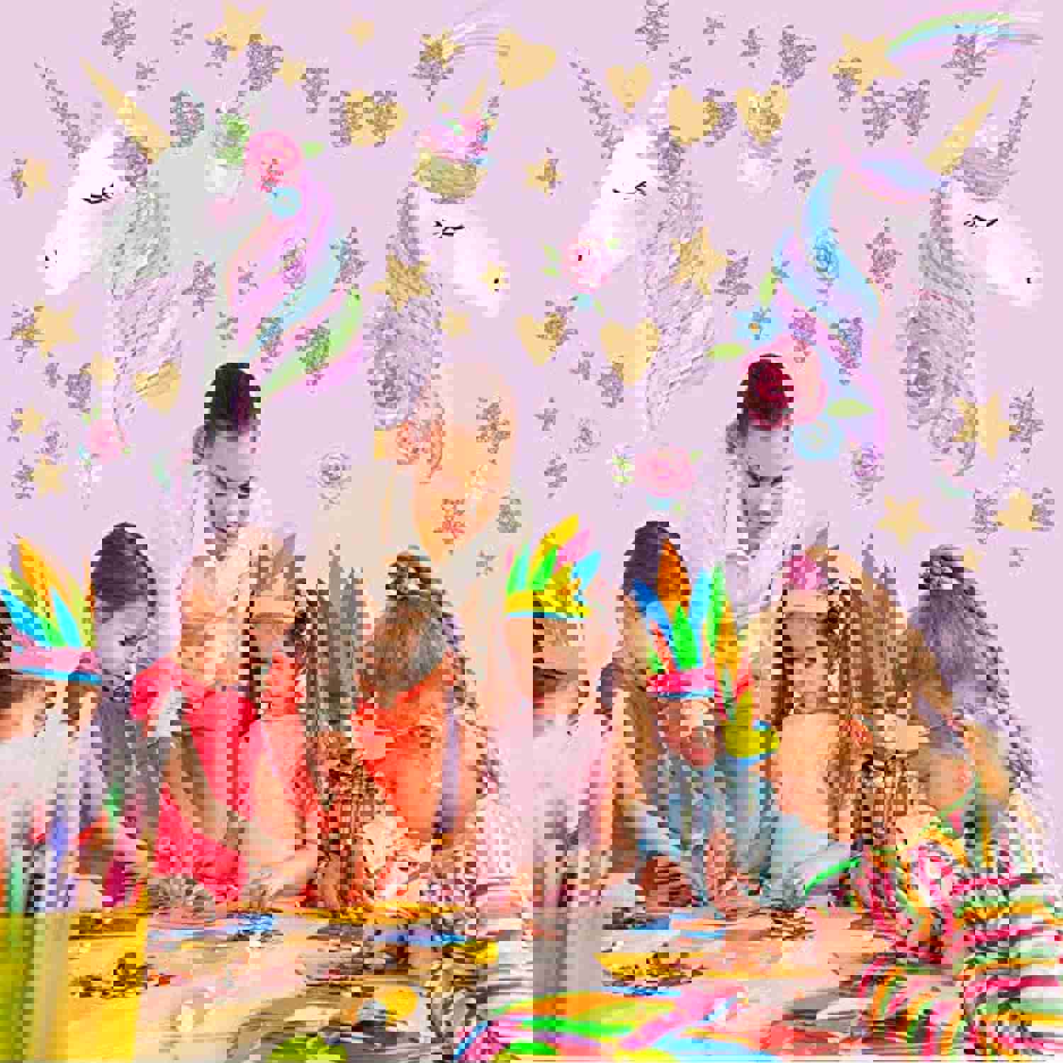 Leint Unicorn Wall Decal 2 Packs - Removable Vinyl Stickers for Kids Room Decor