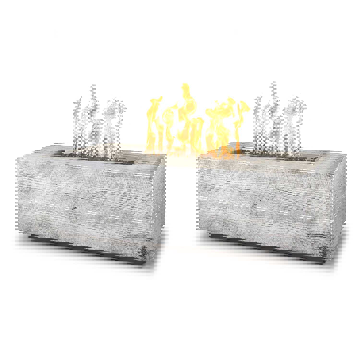 Outdoor Plus Rectangular Coronado Fire Pit - Wood Grain GFRC Concrete in Ivory