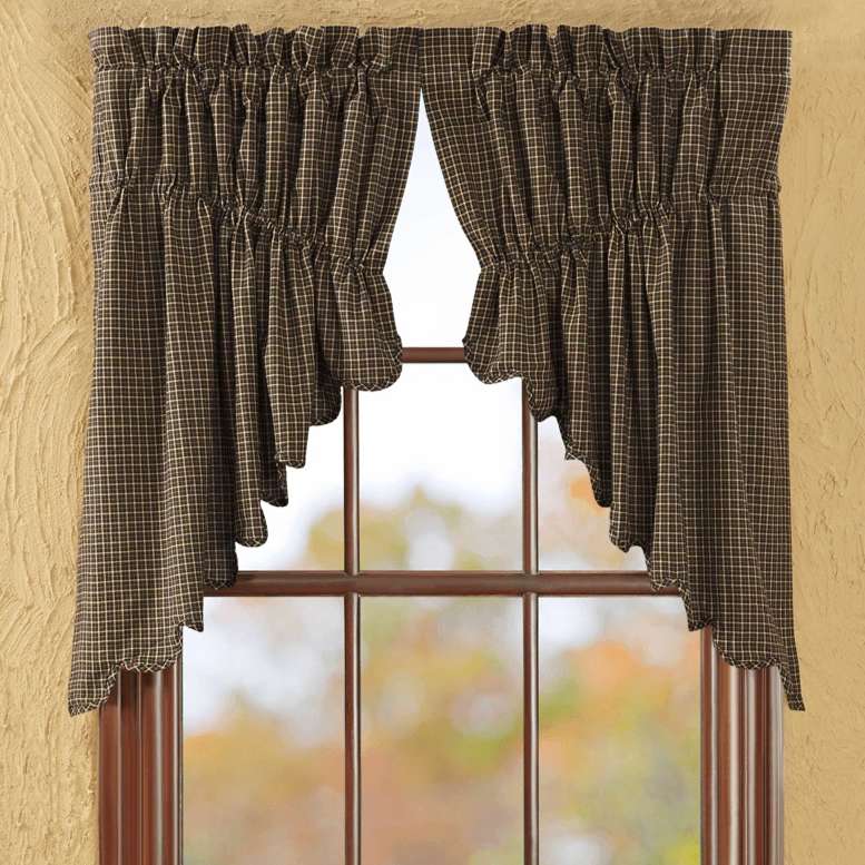 Kettle Grove Scalloped Lined Prairie Swag Curtains