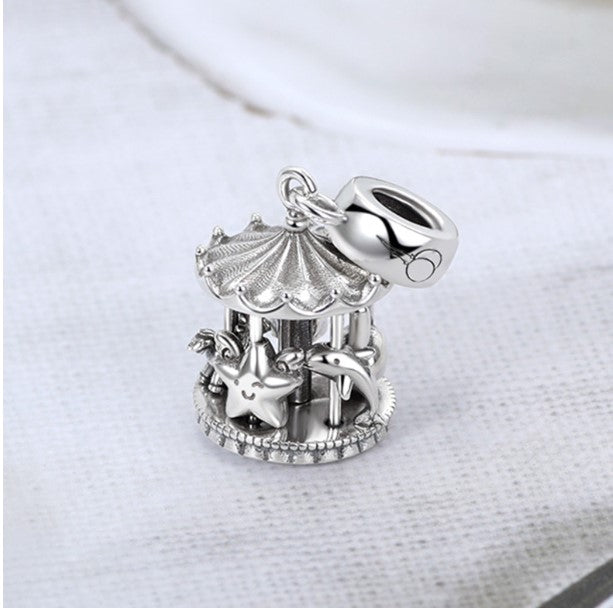 Sterling 925 Silver Carousel Bead Pendant for European Charm Bracelet
