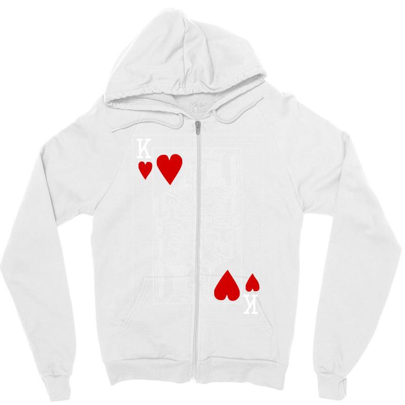King of Hearts Playing Card Zipper Hoodie - Unisex Soft Cotton Blend