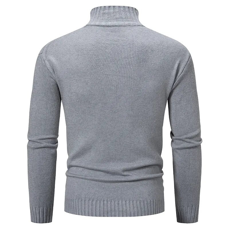 Nukty Autumn Winter Men's Mock Neck Pullover Sweater - Slim Fit Casual Knit