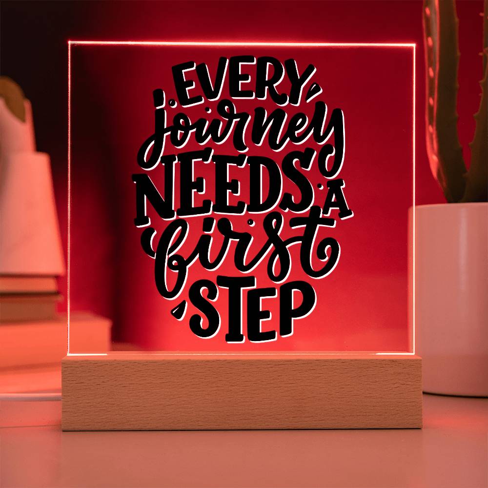 First Steps - Motivational Acrylic with LED Night Light - Inspirational Home Decor - Perfect Gift for Any Occasion