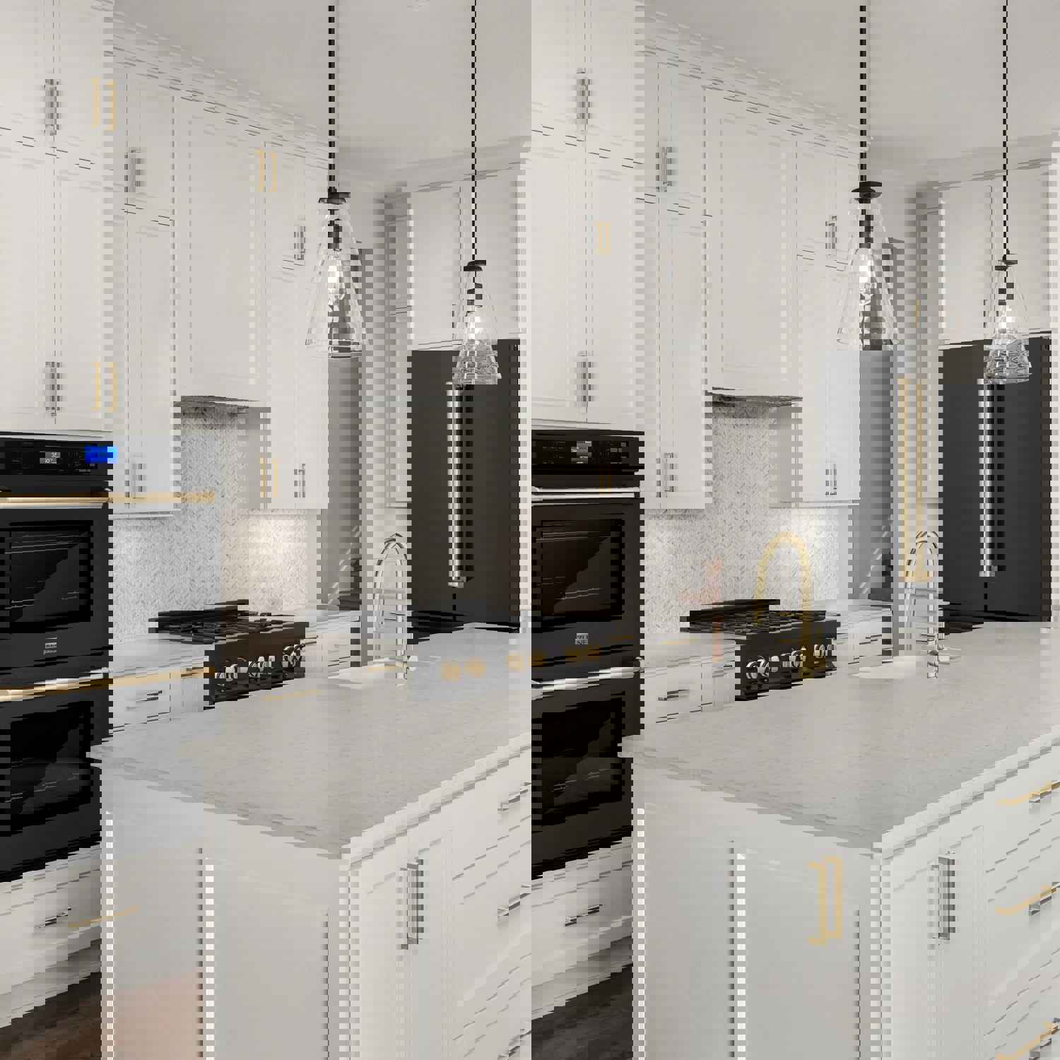 ZLINE Autograph Edition 36 22.5 cu. ft Freestanding French Door Refrigerator with Ice Maker in Black Stainless Steel with Gold Trim