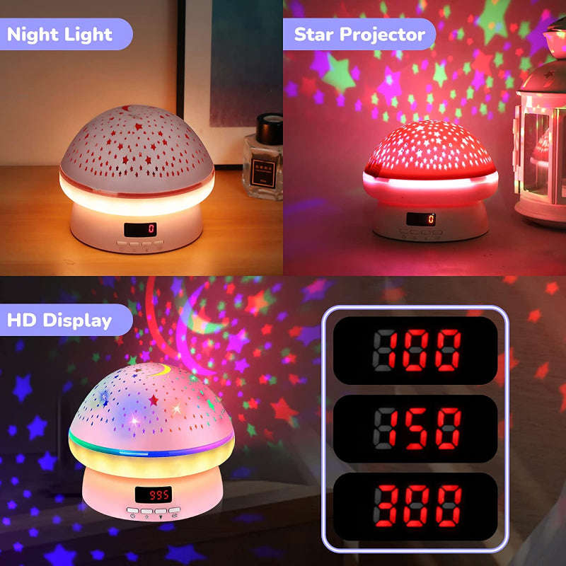 Timer Rotation Star Night Light Projector for Kids, 16 Colors, Auto Shut-off