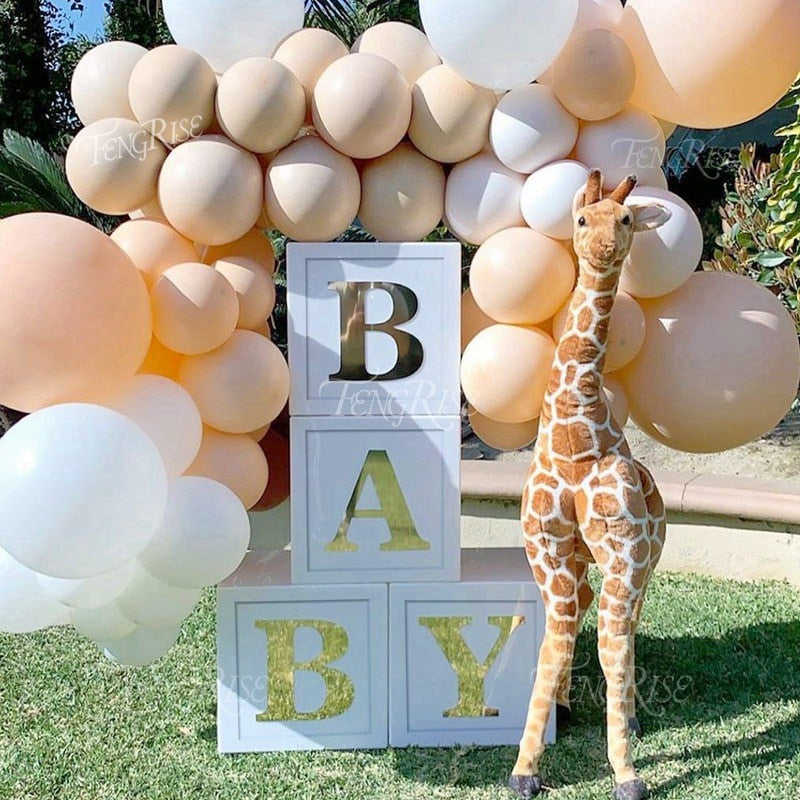 White Gold Letter Box Baby Shower Decor for 1st Birthday Party and Gender Reveal
